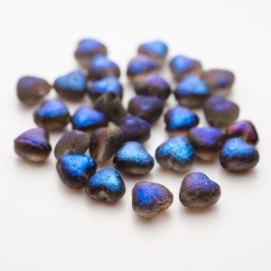 画像1: グラスハート 6mm クリスタルエッチングアズーロフル Bead Art ビーズアート39号 使用パーツ 