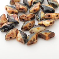ジェムデュオデュエット 8x5mm BK/WH トラバーチン（約10/100g）