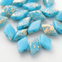 ジェムデュオ ゴールド スプラッシュ 8x5mm ターコイズブルー（約10/100g）