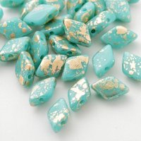 ジェムデュオ ゴールド スプラッシュ 8x5mm ターコイズグリーン（約10/100g）