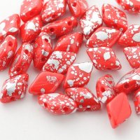 【現品限り】ジェムデュオ シルバースプラッシュ 8x5mm レッド（約10/100g）