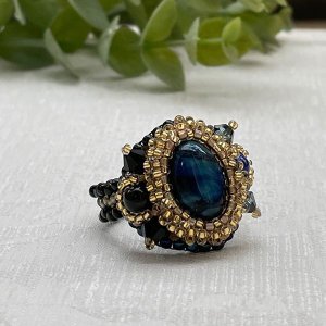 画像1: ブルータイガーアイのリング by Beads工房 brilliant 大槻友美