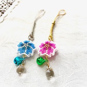 画像6: お花の根付☆金桜銀桜(ピンク/ブルー) by フロリッサ 西冨士絵