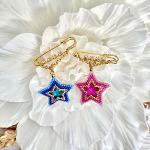 画像4: 【Bead Art35号掲載!】『キラキラ星のエンブレム』(ブルー/トパーズ/ピンク) by フロリッサ 西冨士絵