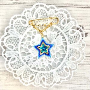 画像5: 【Bead Art35号掲載!】『キラキラ星のエンブレム』(ブルー/トパーズ/ピンク) by フロリッサ 西冨士絵