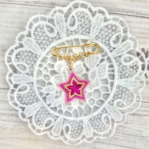 画像6: 【Bead Art35号掲載!】『キラキラ星のエンブレム』(ブルー/トパーズ/ピンク) by フロリッサ 西冨士絵