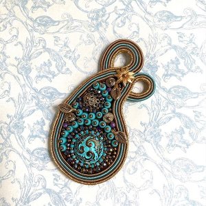 画像1: 【再入荷！】Paisley ブローチ/ネックレス・ターコイズ（2wayスタイル） by 腰本優子