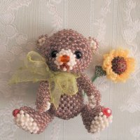 【再入荷！】あみぐるみのテディベアRobin君*ひまわり by  LeaLea beads 古田由美