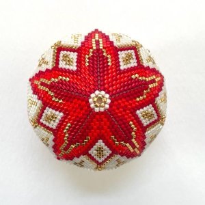 画像4: 【Bead Art 特別号「はじめて作るビーズボール」一部掲載!】おおきいてまり☆二つ菊 by フロリッサ 西冨士絵