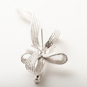 画像2: SILVER ブローチ台 リボン（芯立3）5〜6mm