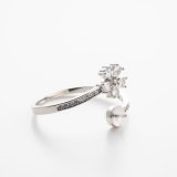 SILVER リング台 フラワー（芯立）フリーサイズ キュービックジルコニア×6石