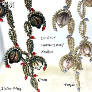 画像1: チェコリーフ アシンメトリー モチーフ ネックレス【グリーン】【パープル】by アトリエ美樹