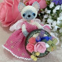 あみぐるみの猫Christineちゃん*Rose Garden by  LeaLea beads 古田由美