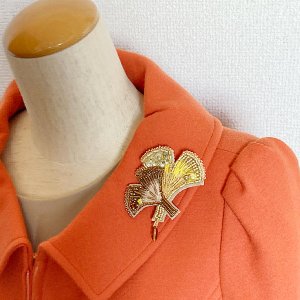 画像2: ビーズ刺繍作るでブローチ〜イチョウ〜by ビーズパフェ 岡本恵子