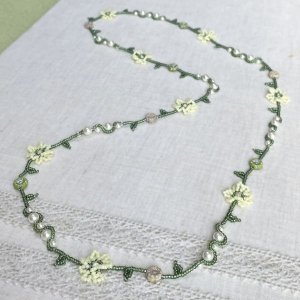画像1: 【再入荷！】小花のロングネックレス 黄色 by Beads工房 brilliant 大槻友美