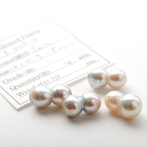 画像1: 【無穴】アコヤ真珠（ツイン / ホワイト / 7-8mm）１個