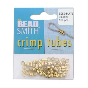 画像1: メッキ つぶし玉 3 x 2mm 10個入り /100個入り(ゴールド)