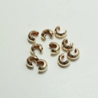クリンプ（つぶし玉）カバー4mm　10個　ゴールドフィルド