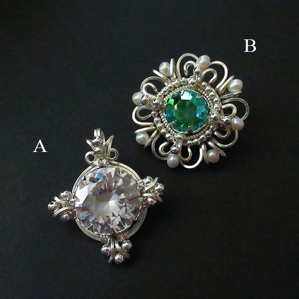 画像1: 【3/25 午前11時予約開始】5/29(金) A「キュービックジルコニアのペンダントトップ 」or B「ヴィンテージクリスタルのブローチ」by 小沼 美紀 (1)