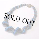 画像: ラージターコイズのネッティングチューブネックレス by 三島累意