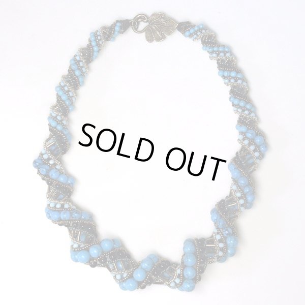 画像2: ラージターコイズのネッティングチューブネックレス by 三島累意 (2)