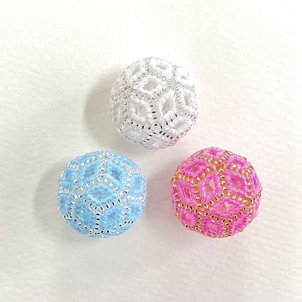 画像3: 小さいレースボール(白)(ピンク)(水色) by フロリッサ 西冨士絵 (3)
