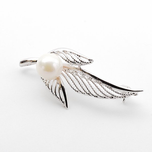 SILVER バチカン付ブローチ台 透かしリーフ（芯立）