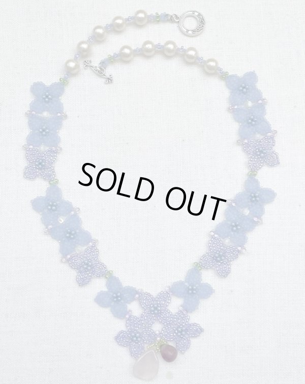 画像1: 【再入荷！】紫陽花ネックレス by Beads工房 brilliant 大槻友美 (1)