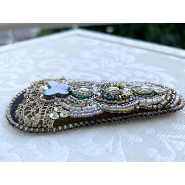 画像2: ビーズ刺繍ミニハサミケース(アンティークシルバー) by Beads工房 brilliant 大槻友美 (2)