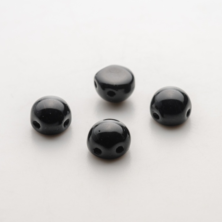 画像1: 2ホールカボション 6mm ジェット（25 / 100個） (1)