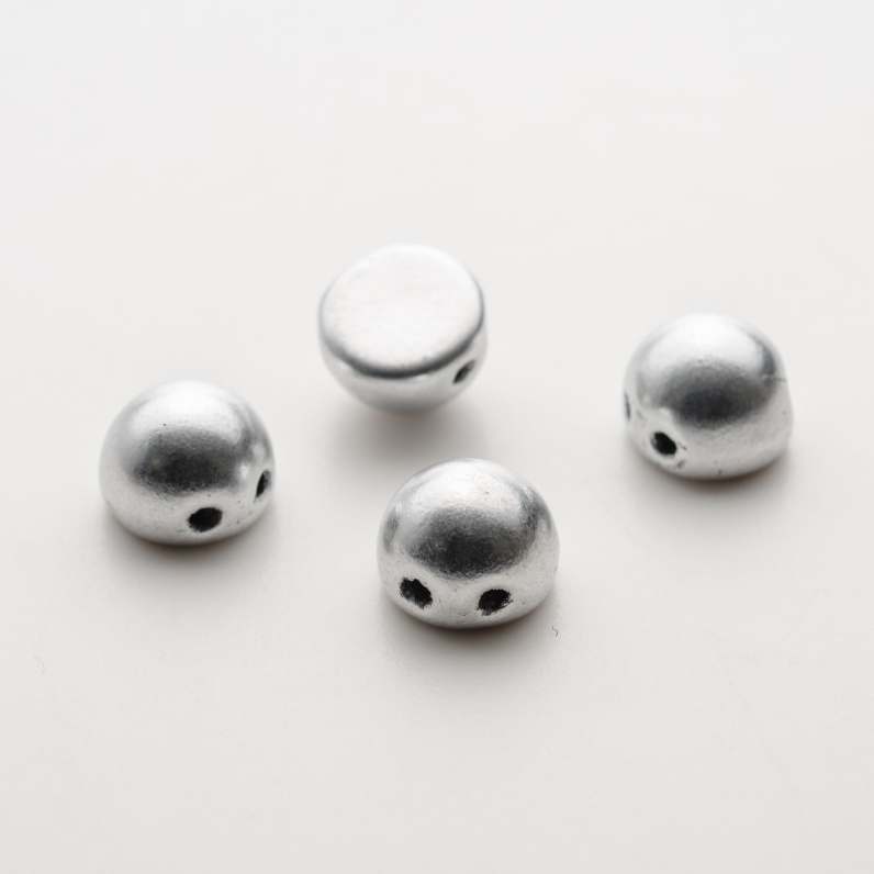 画像1: 2ホールカボション 7mm マット メタリックシルバー (1)