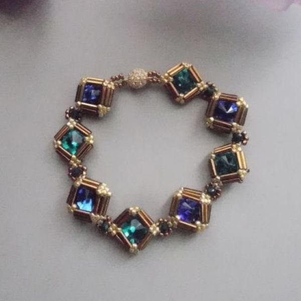 画像1: リボリのブレスレット青緑 by 多田晴美 (1)